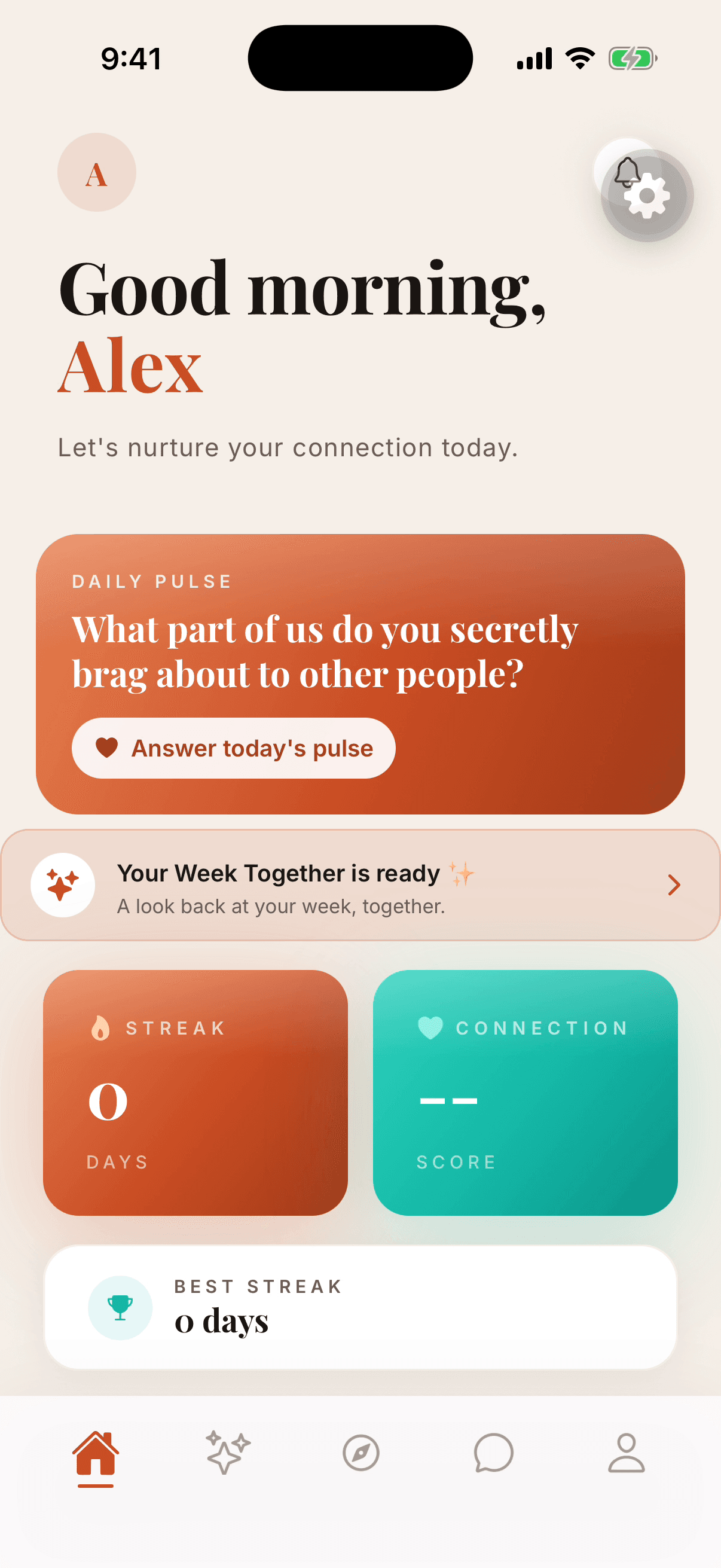 Home dashboard app screen