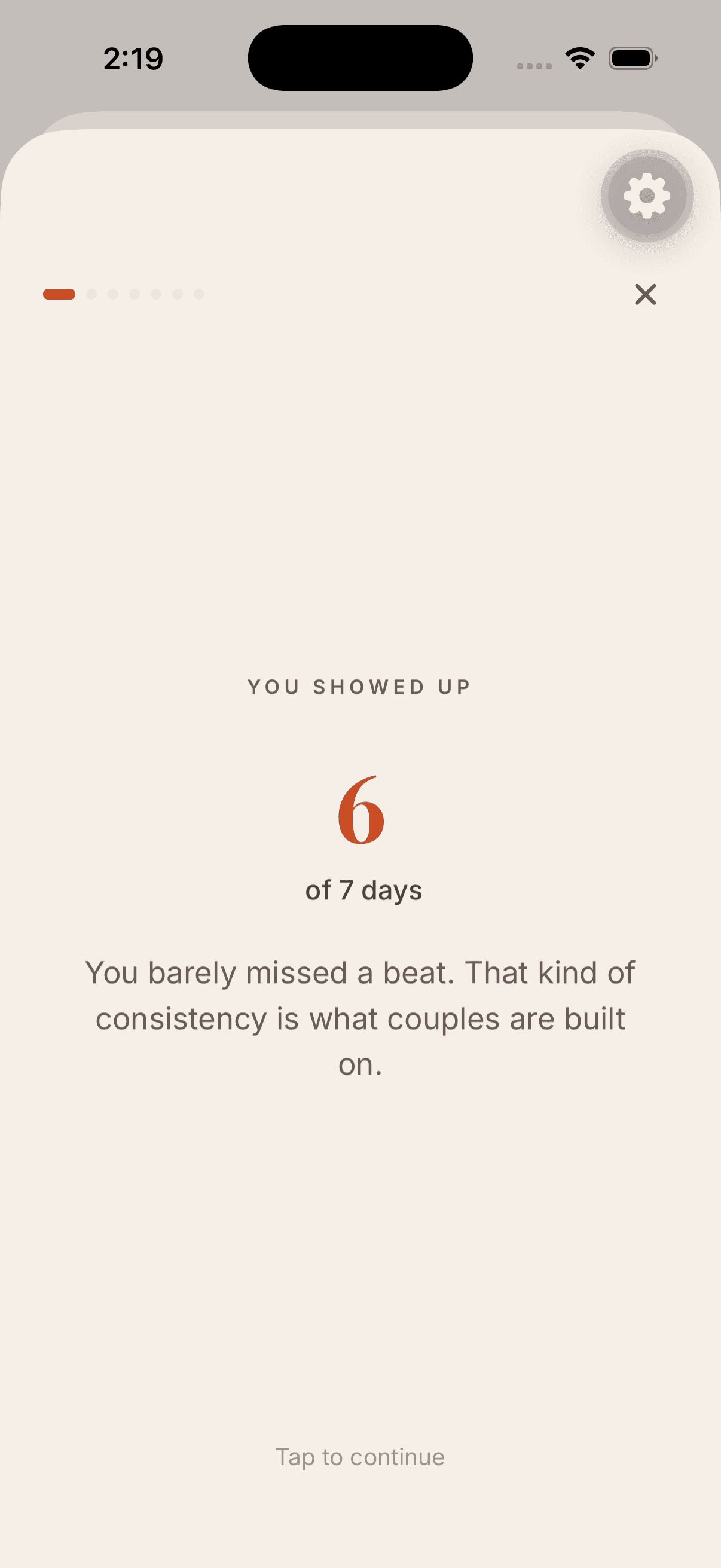 Week Together app screen
