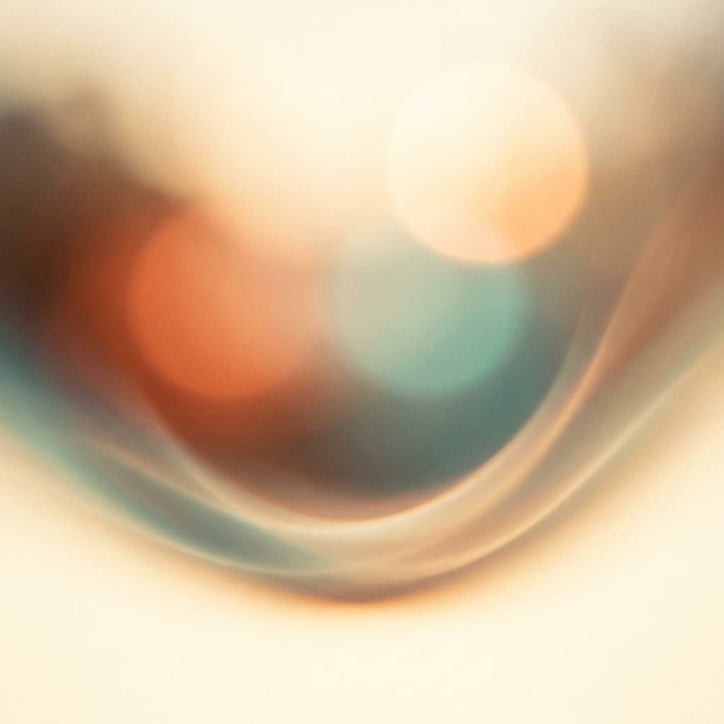 A warm abstract visualization of caring intelligence in terracotta and teal light